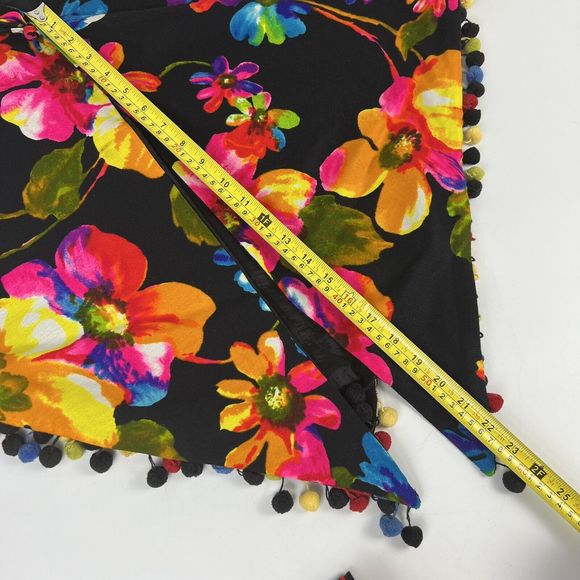 Vtg GoGo Dress Sz M Matching Shawl & Skirt‎ Handmade Bright Flowers Pom Pom Trim - Picture 16 of 16